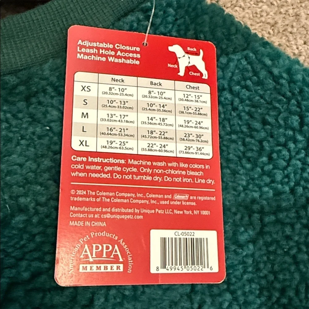 Coleman Teal Checkered Pet Sweater